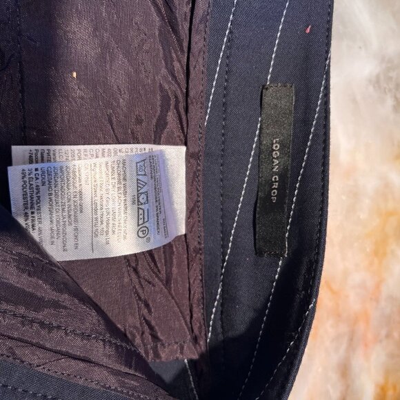 Banana Republic Logan Crop Navy Blue Dress Pant w/White Dotted Stripes - Picture 4 of 5